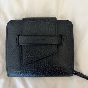 All Saints Compact Wallet- black leather
